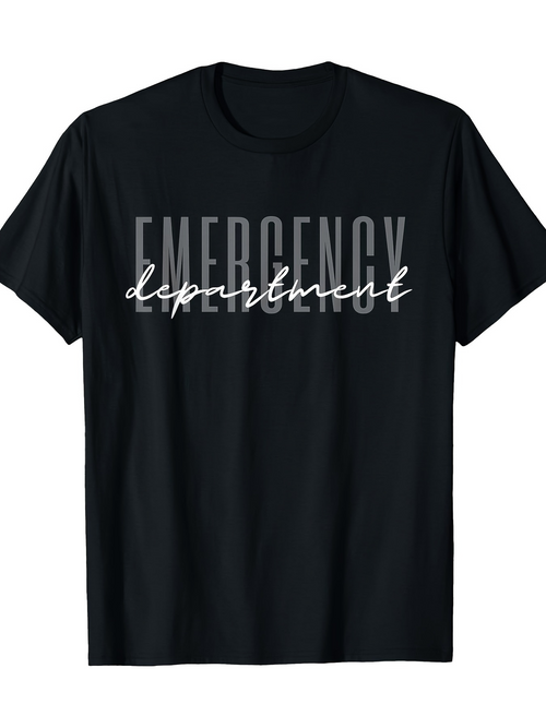 Men's Graphic T-Shirt Emergency Department Minimal Design With Layered Script Over Bold Text