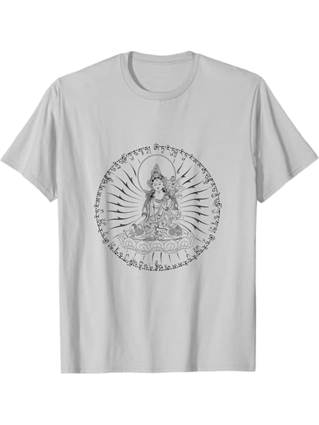 Men's Graphic T-Shirt Radiant Mandala Sun Beams Surrounding Meditative Buddha Figure