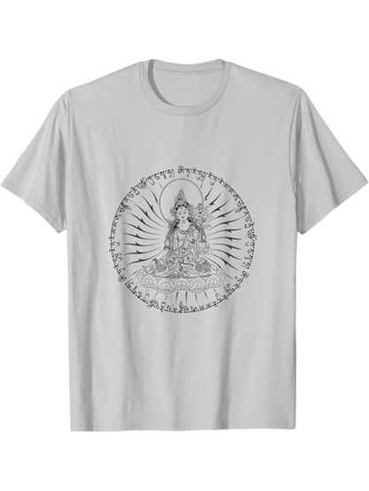 Men's Graphic T-Shirt Radiant Mandala Sun Beams Surrounding Meditative Buddha Figure
