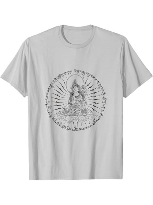 Men's Graphic T-Shirt Radiant Mandala Sun Beams Surrounding Meditative Buddha Figure