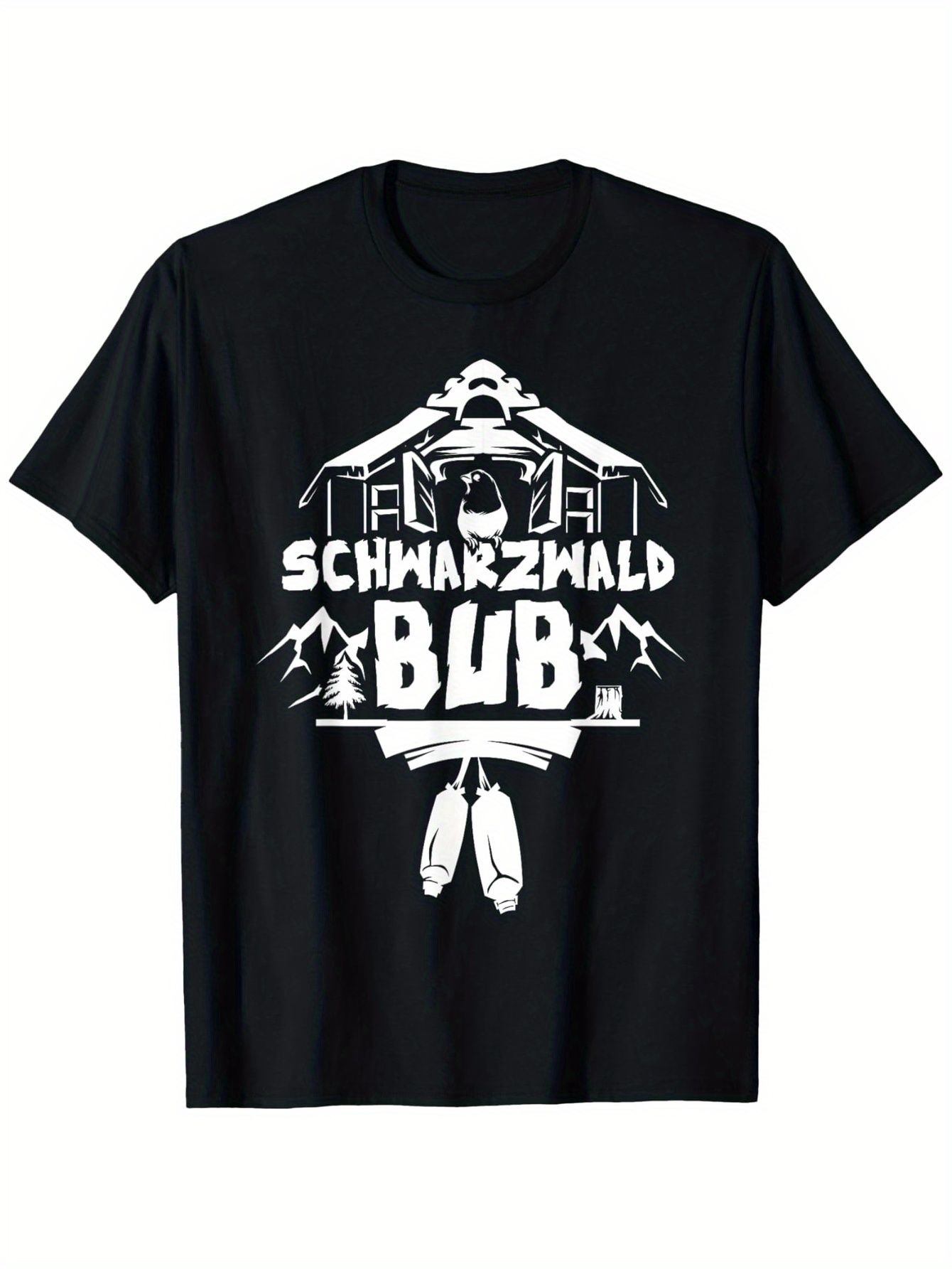 Men's Graphic T-Shirt Schwarzwald Bub Traditional House With Hanging Smoked Sausages Forest Mountain