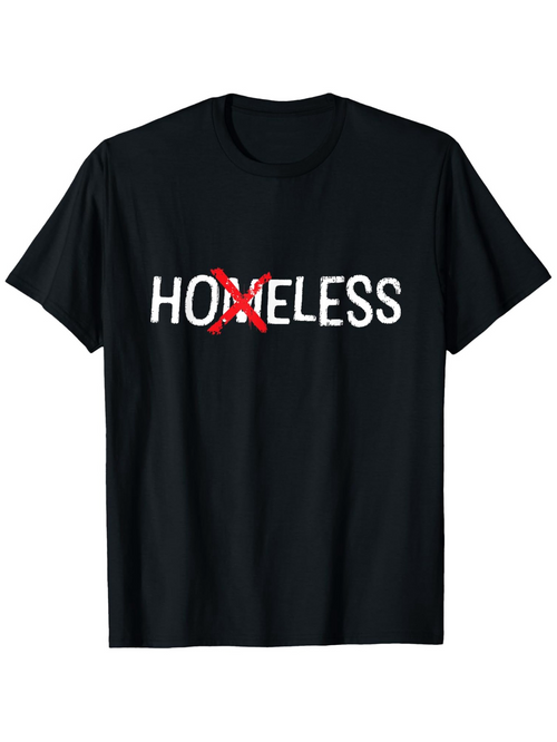 Men's Graphic T-Shirt Homeless With Bold Red Graphic Across Middle