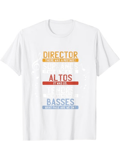 Men's Graphic T-Shirt Director Altos Basses Voices With Musical Symbols On White Tshirt