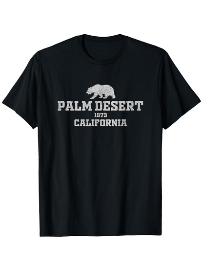 Men's Graphic T-Shirt Palm Desert 1973 California With Roaming Bear Silhouette