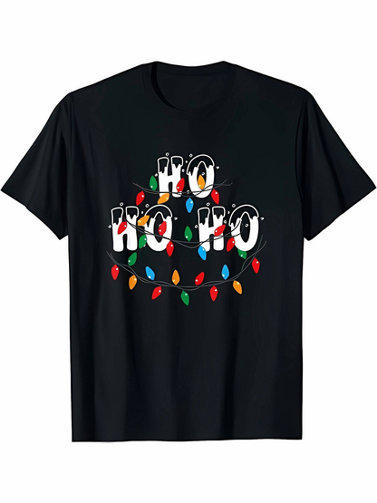 Men's Graphic T-Shirt Ho Ho Ho Christmas Colorful Lights Garland T Shirt