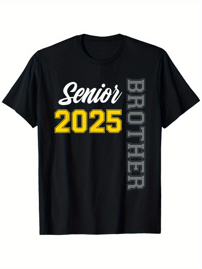 Men's Graphic T-Shirt Senior 2025 Bold Yellow Lettering And Vertical Typography Brother