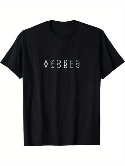 Men's Graphic T-Shirt Stylized Letters Forming Vertical Modern Graphic With Minimal Line Details T Shirt