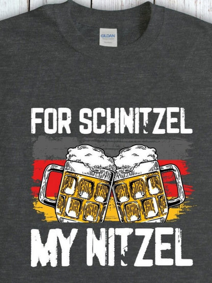 Men's Graphic T-Shirt For Schnitzel Cheers With Frothy Beer Mugs On Colorful Brushstroke
