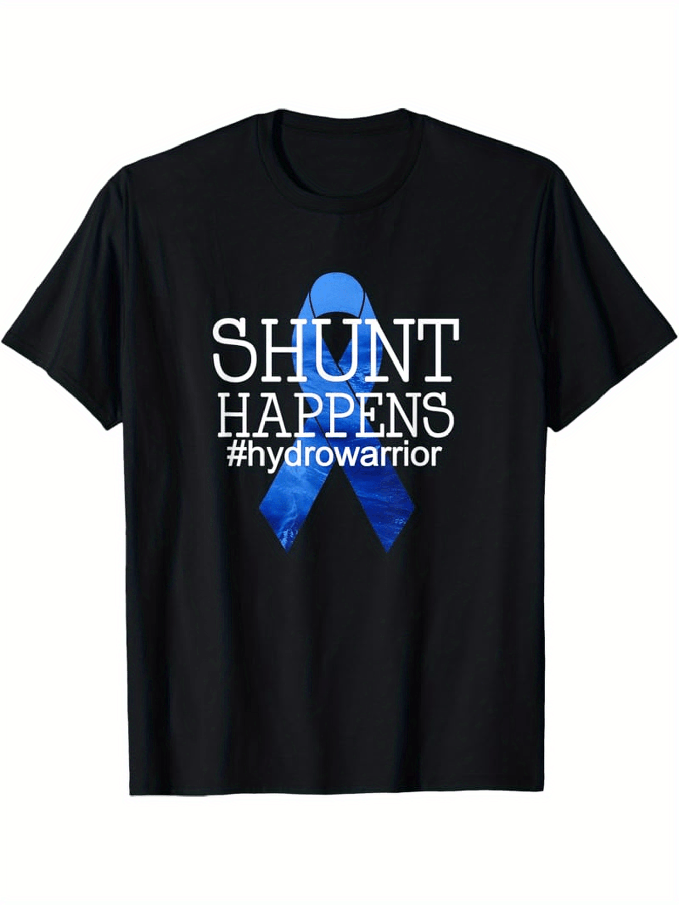 Men's Graphic T-Shirt Shunt Happens Hashtag Hydrowarrior Blue Awareness Ribbon T Shirt