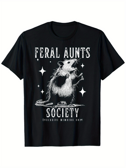 Men's Graphic T-Shirt Feral Aunts Society Standing Opossum Among Scattered Stars