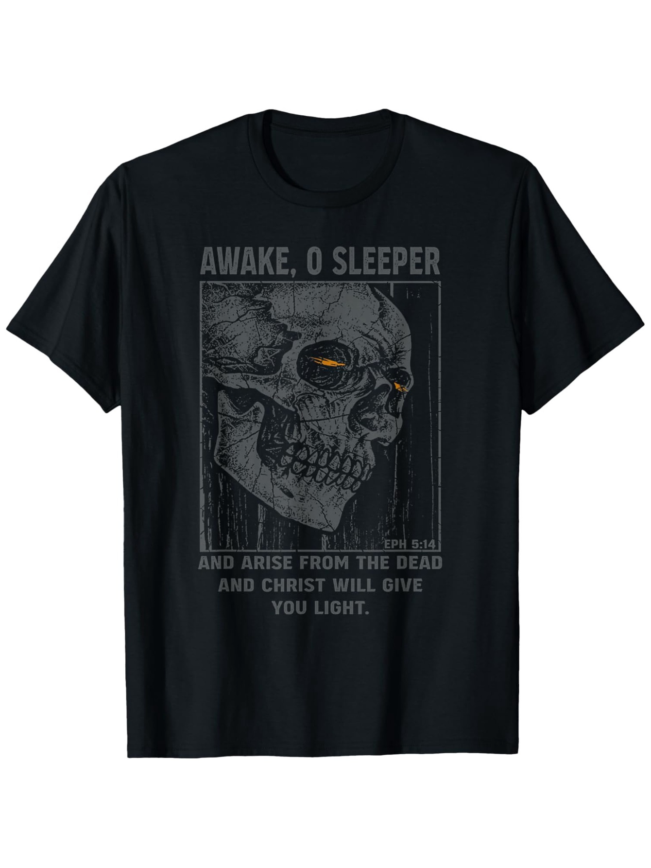 Men's Graphic T-Shirt Awake O Sleeper Dark Artistic Skull With Dramatic Lighting Design