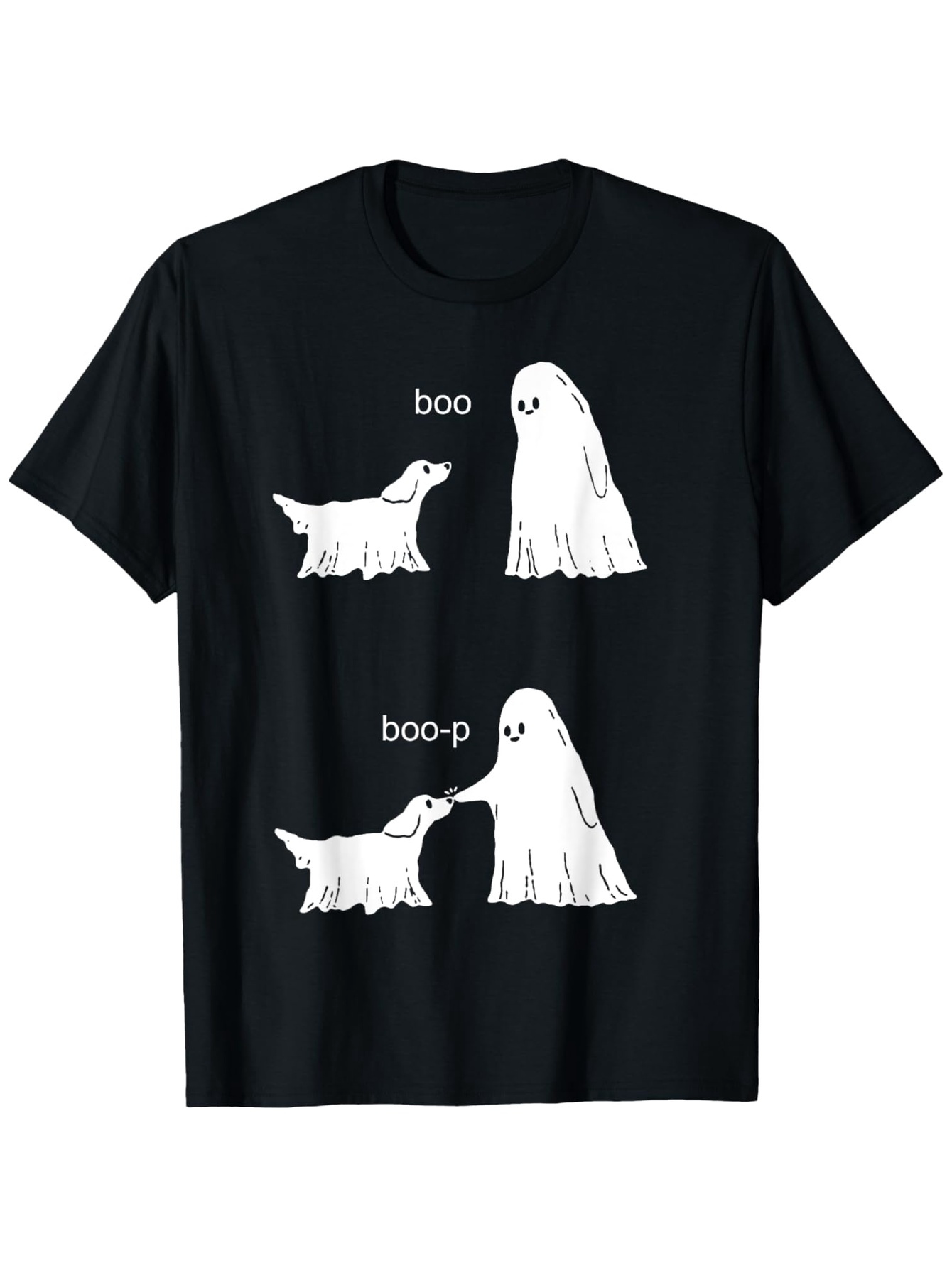 Men's Graphic T-Shirt Boo Boop Cartoony Canine Interacting With Friendly Ghost Figure