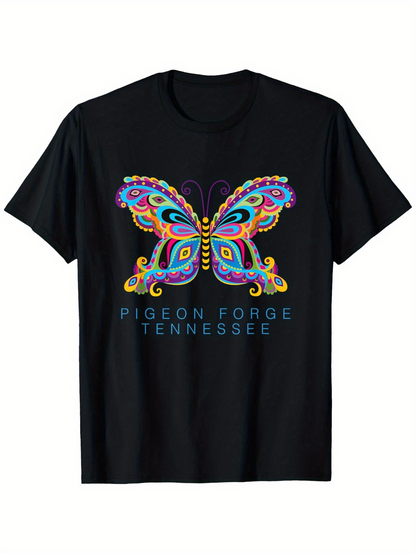 Men's Graphic T-Shirt Pigeon Forge Tennessee Colorful Abstract Patterns Gathering On Butterfly