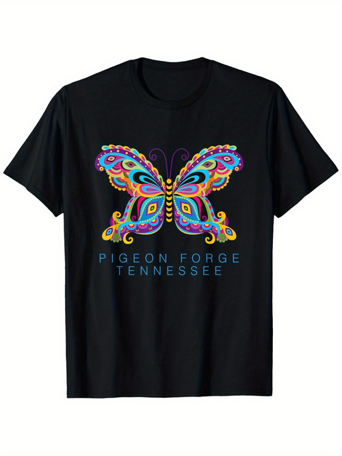 Men's Graphic T-Shirt Pigeon Forge Tennessee Colorful Abstract Patterns Gathering On Butterfly