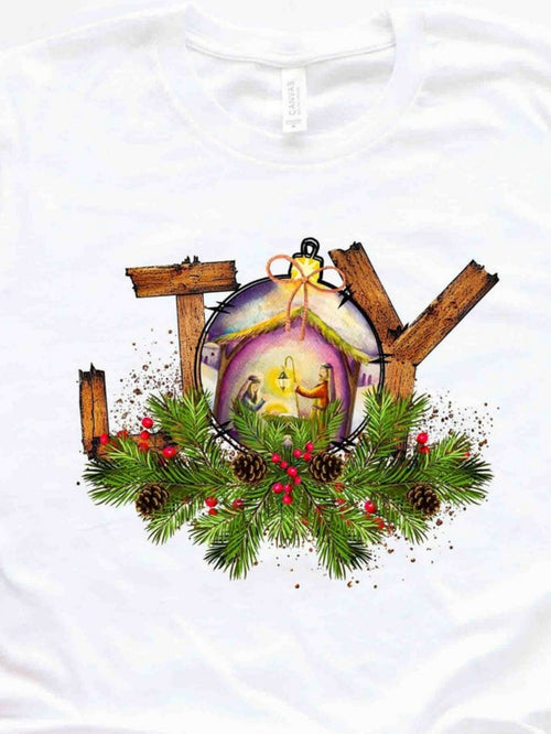 Men's Graphic T-Shirt Rustic Ornament Surrounded By Pine Branches And Christmas Joy