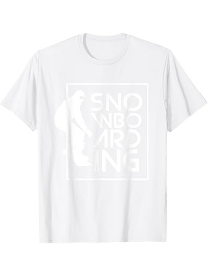 Men's Graphic T-Shirt Snowboarding Bold Graphic With Framed Block Letters Silhouette Winter Athlete Snowboarder