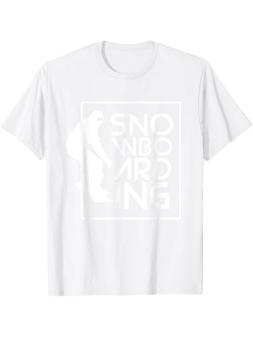 Men's Graphic T-Shirt Snowboarding Bold Graphic With Framed Block Letters Silhouette Winter Athlete Snowboarder