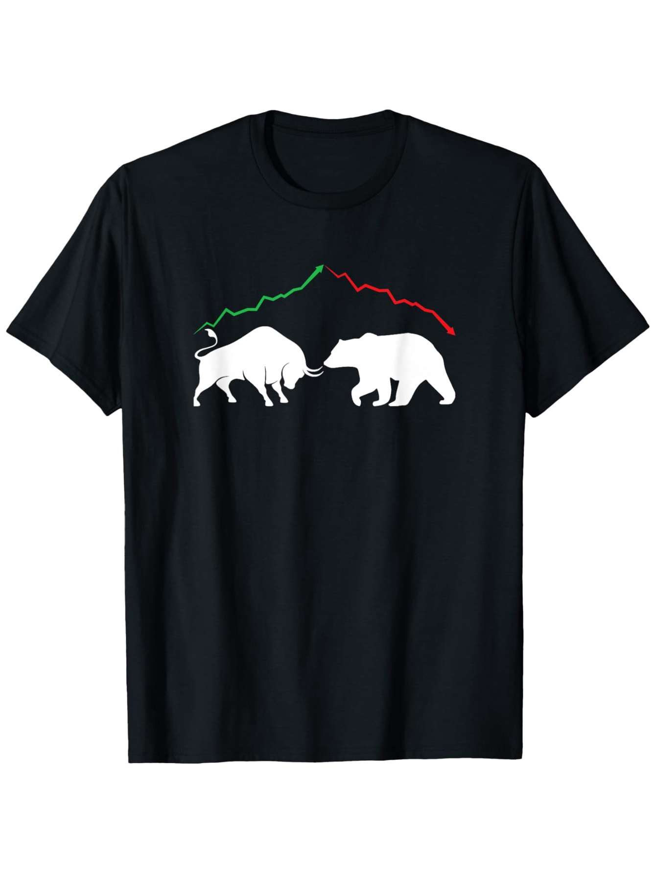Men's Graphic T-Shirt Stock Market Chart Line With Bull And Bear Opposing Each Other