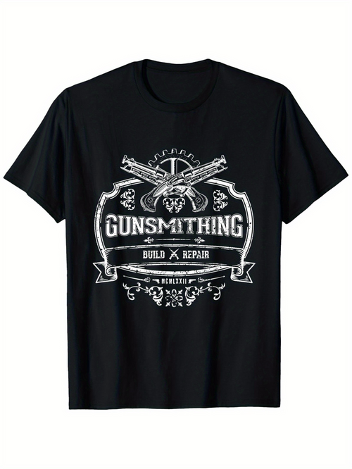 Men's Graphic T-Shirt Gunsmithing Build And Repair With Classic Crossed Rifles Panel