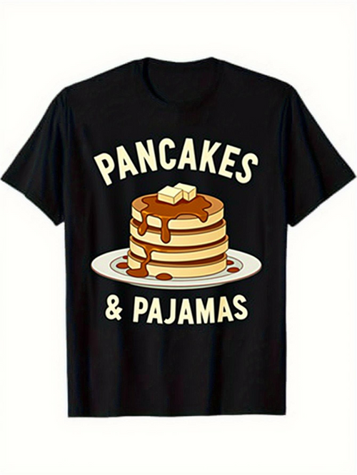 Men's Graphic T-Shirt Pancakes And Pajamas Delicious Syrup Dripping Breakfast Morning Stack Pancake