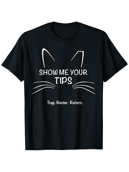 Men's Graphic T-Shirt Show Me Your Tips Playful Cat Ears And Whiskers Underline Text T Shirt
