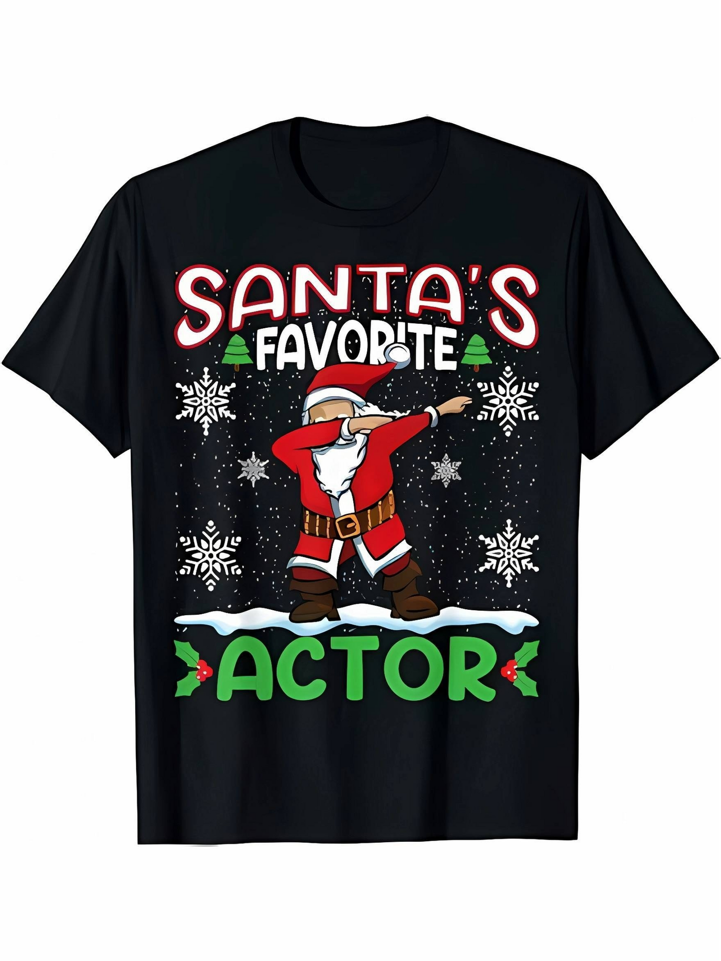 Men's Graphic T-Shirt Santas Favorite Actor Dancing Santa Snowflakes Winter Christmas T Shirt