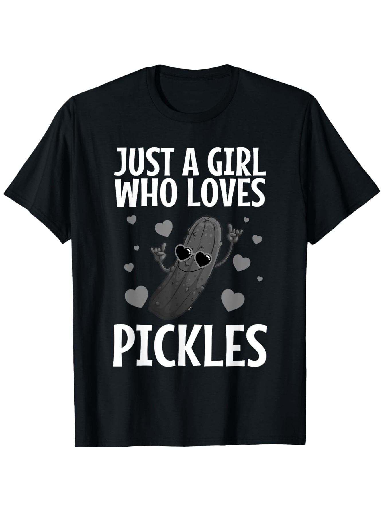 Men's Graphic T-Shirt Just A Girl Who Loves Pickles Cartoon Pickle Surrounded By Playful Hearts With Sunglasses
