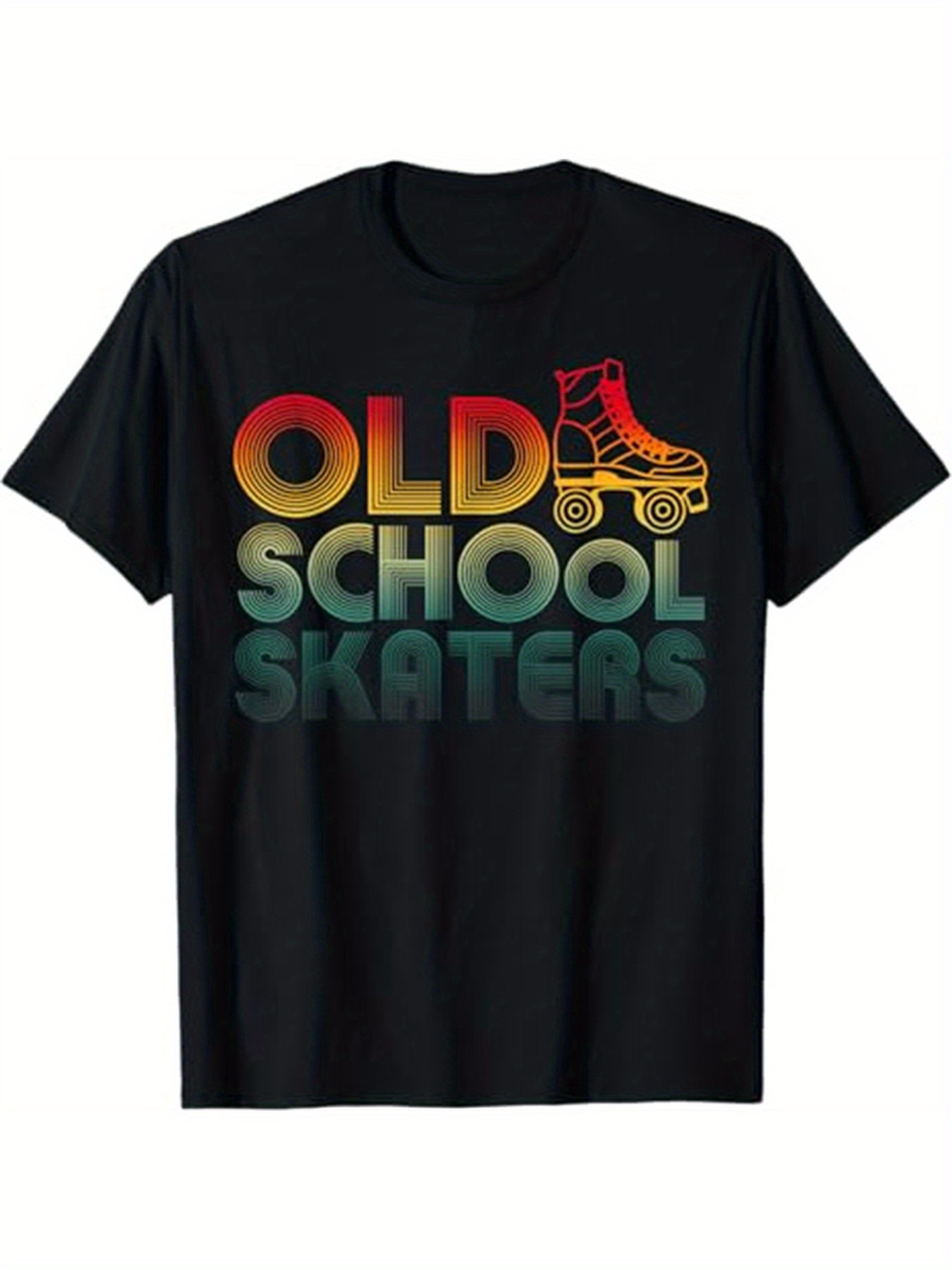 Men's Graphic T-Shirt Retro Rainbow Gradient With Roller Skate And Bold Letters