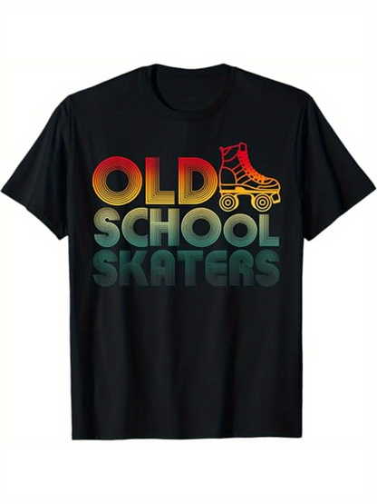 Men's Graphic T-Shirt Retro Rainbow Gradient With Roller Skate And Bold Letters