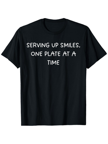 Men's Graphic T-Shirt Serving Up Smiles One Plate At A Time Simple Slogan With Playful White Lettering T Shirt