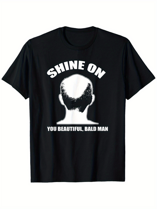Men's Graphic T-Shirt Shine On With Graphic Design Bald Head Silhouette