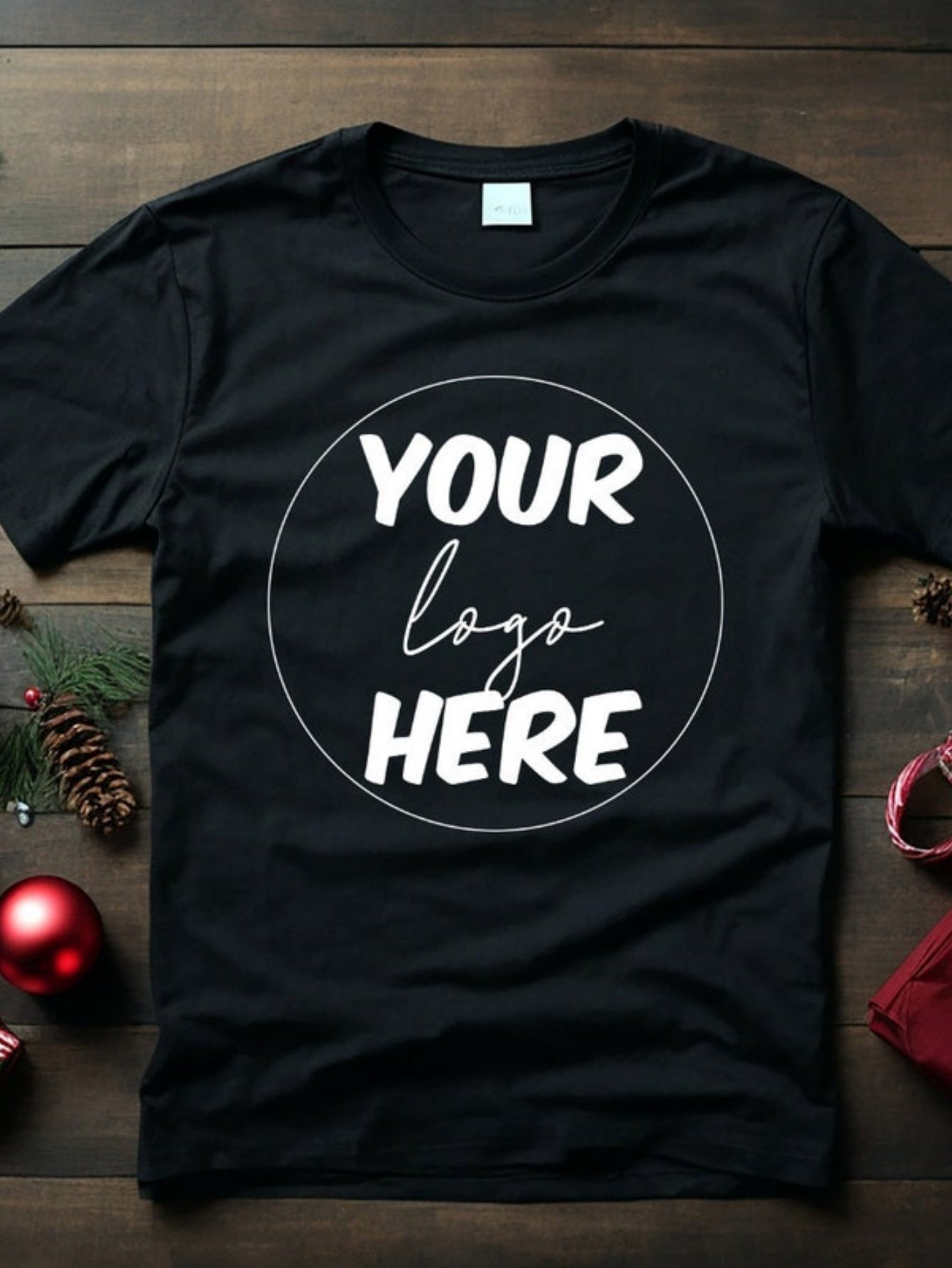 Men's Graphic T-Shirt Your Logo Here Simple Modern White Circle Typography T Shirt