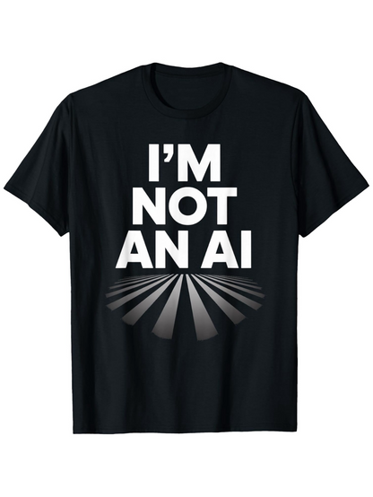 Men's Graphic T-Shirt Im Not An Ai Bold Lettering With Abstract Geometric Rays Design Artificial Intelligence Statement