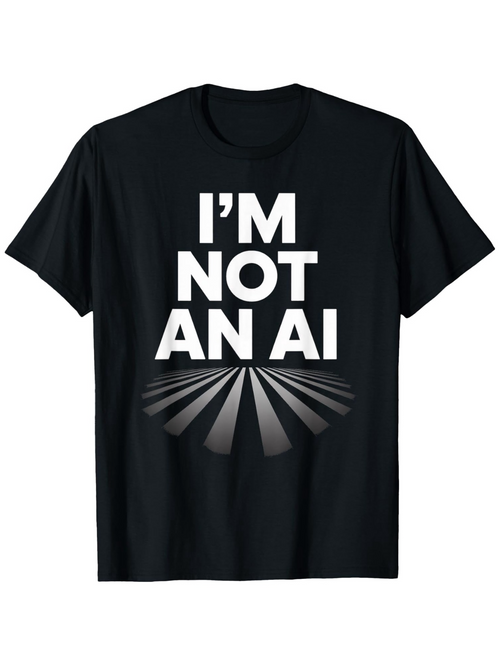 Men's Graphic T-Shirt Im Not An Ai Bold Lettering With Abstract Geometric Rays Design Artificial Intelligence Statement