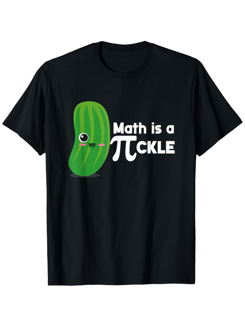 Men's Graphic T-Shirt Math Is A Pi Ckle With Cartoon Green Pickle Under Playful Pi Symbol