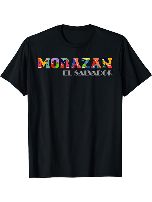 Men's Graphic T-Shirt Colorful Patchwork Letters With Subtle Shadow Effects Morazan Text