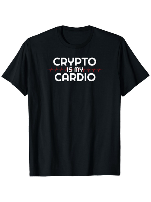 Men's Graphic T-Shirt Crypto Is My Cardio Bold Text Design With Subtle Heartbeat Motif Cardio
