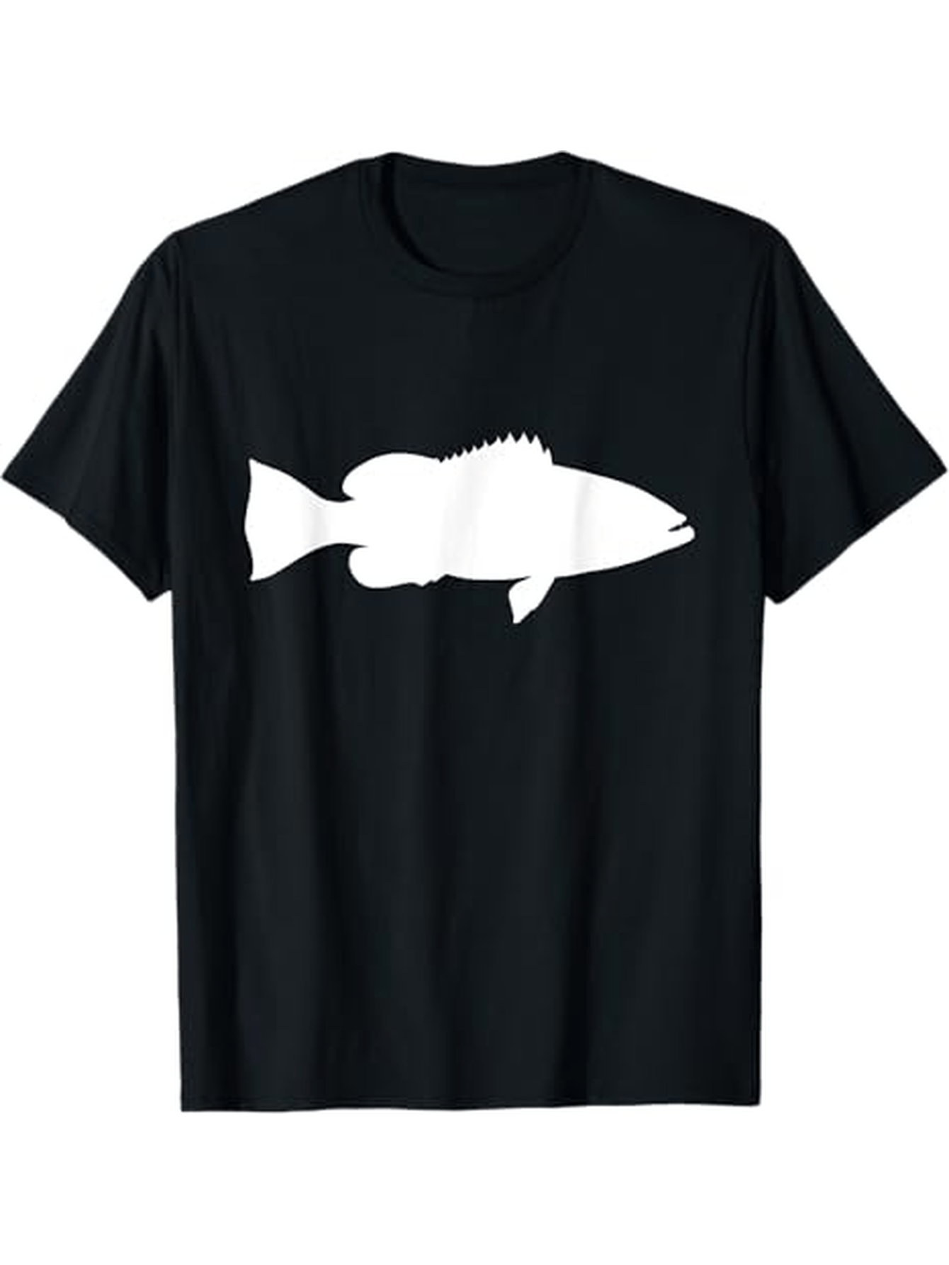 Men's Graphic T-Shirt Minimalist White Silhouette Under Black Background Fish