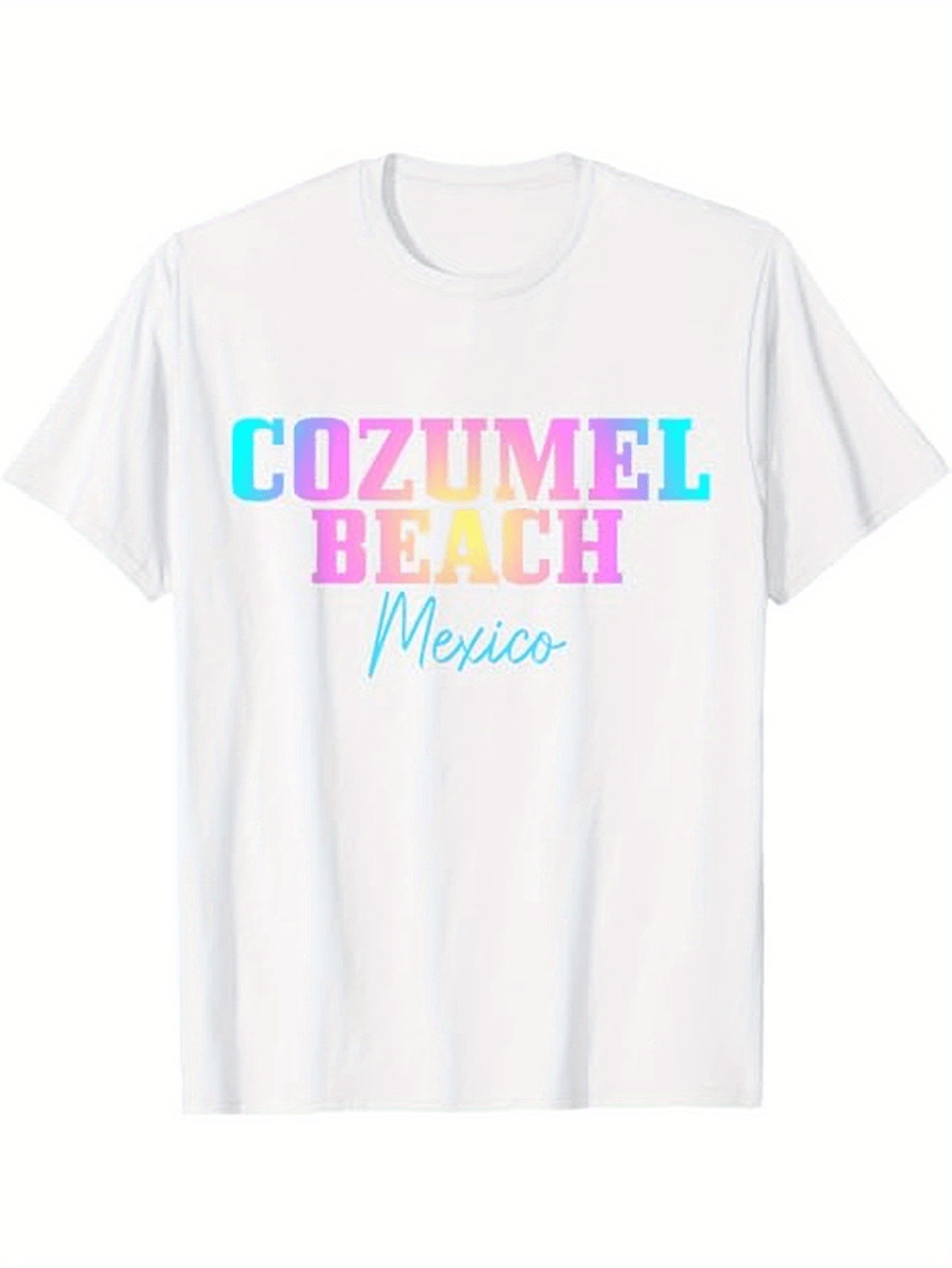 Men's Graphic T-Shirt Cozumel Beach Mexico Pastel Gradient Block Lettered Typography