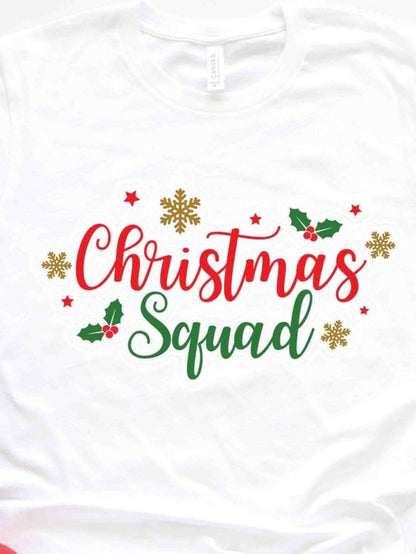 Men's Graphic T-Shirt Christmas Squad Gold Snowflakes Red Holly Leaves Christmas Squad