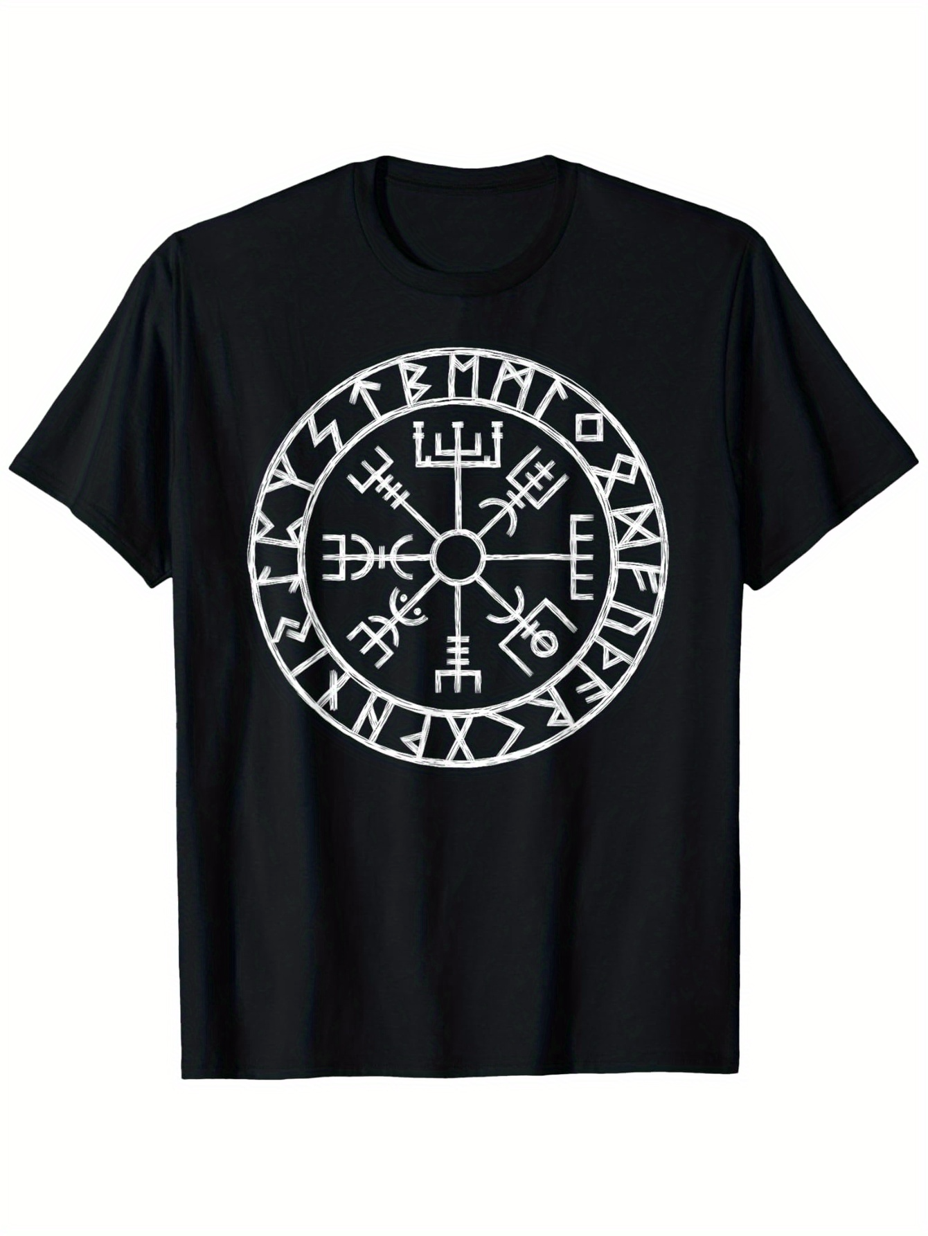 Men's Graphic T-Shirt Mystical Nordic Runes In A Circular Ancient Design Symbol