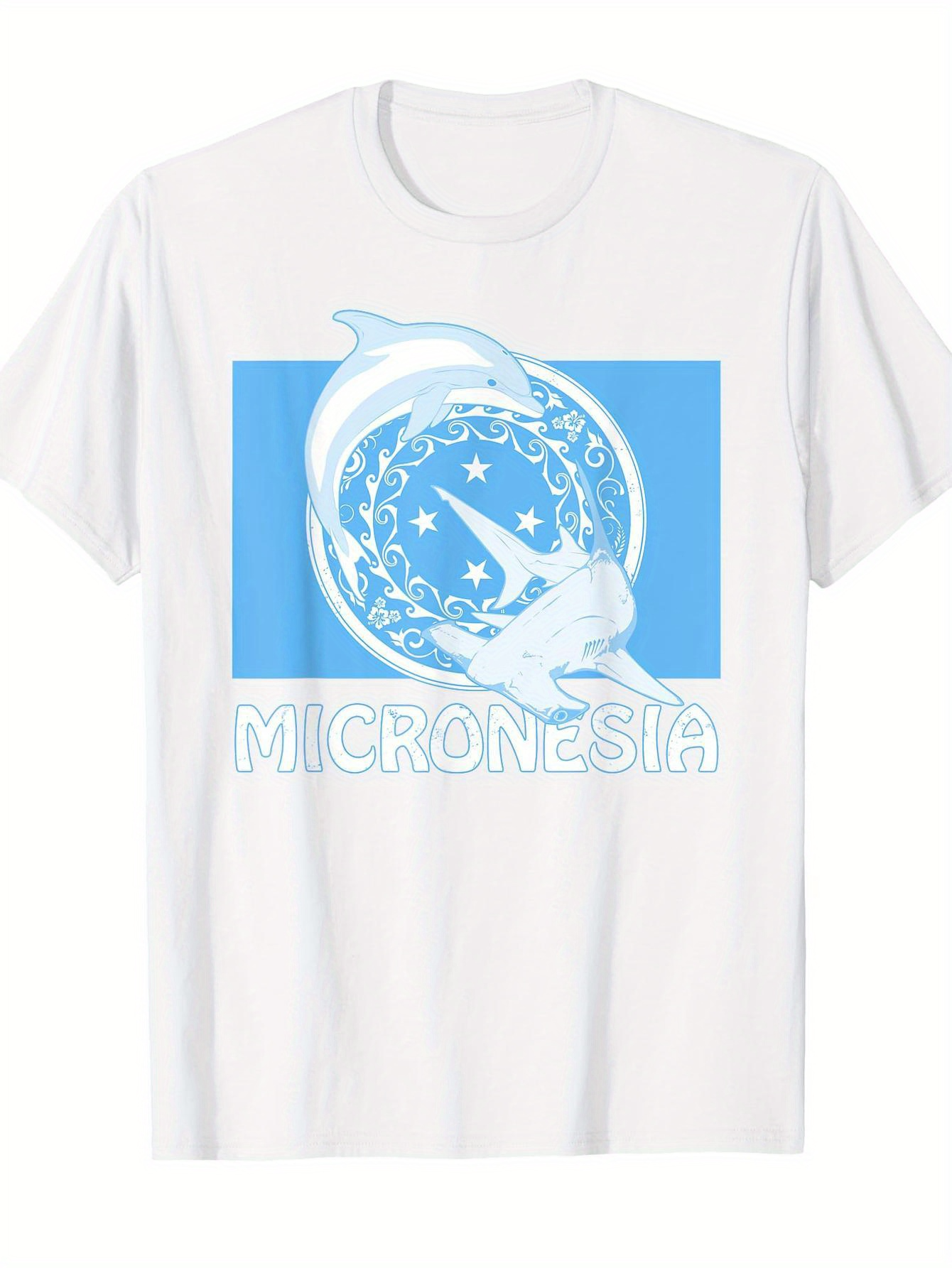 Men's Graphic T-Shirt Leaping Dolphins Among Blue Stars And Peaceful Waters Dolphin