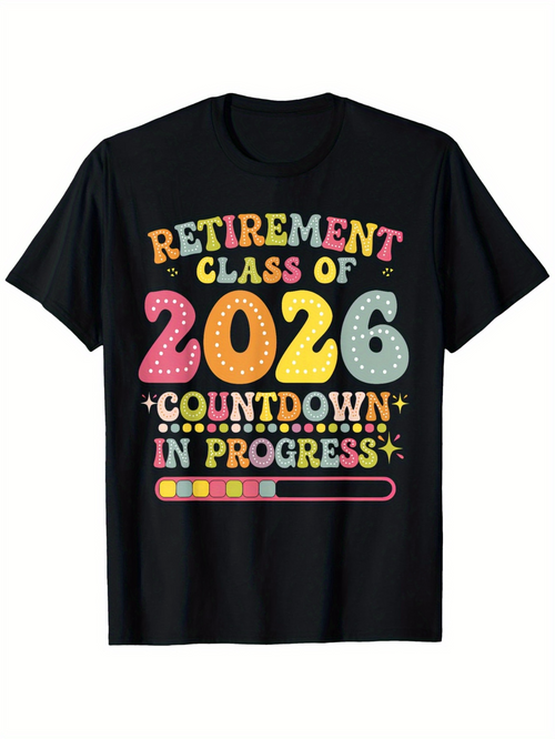 Men's Graphic T-Shirt Retirement Class Of 2026 Countdown Progress Bar With Colorful Dots And Stars