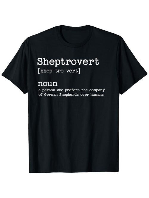 Men's Graphic T-Shirt Sheptrovert Playful Dictionary Text With German Shepherd Definition