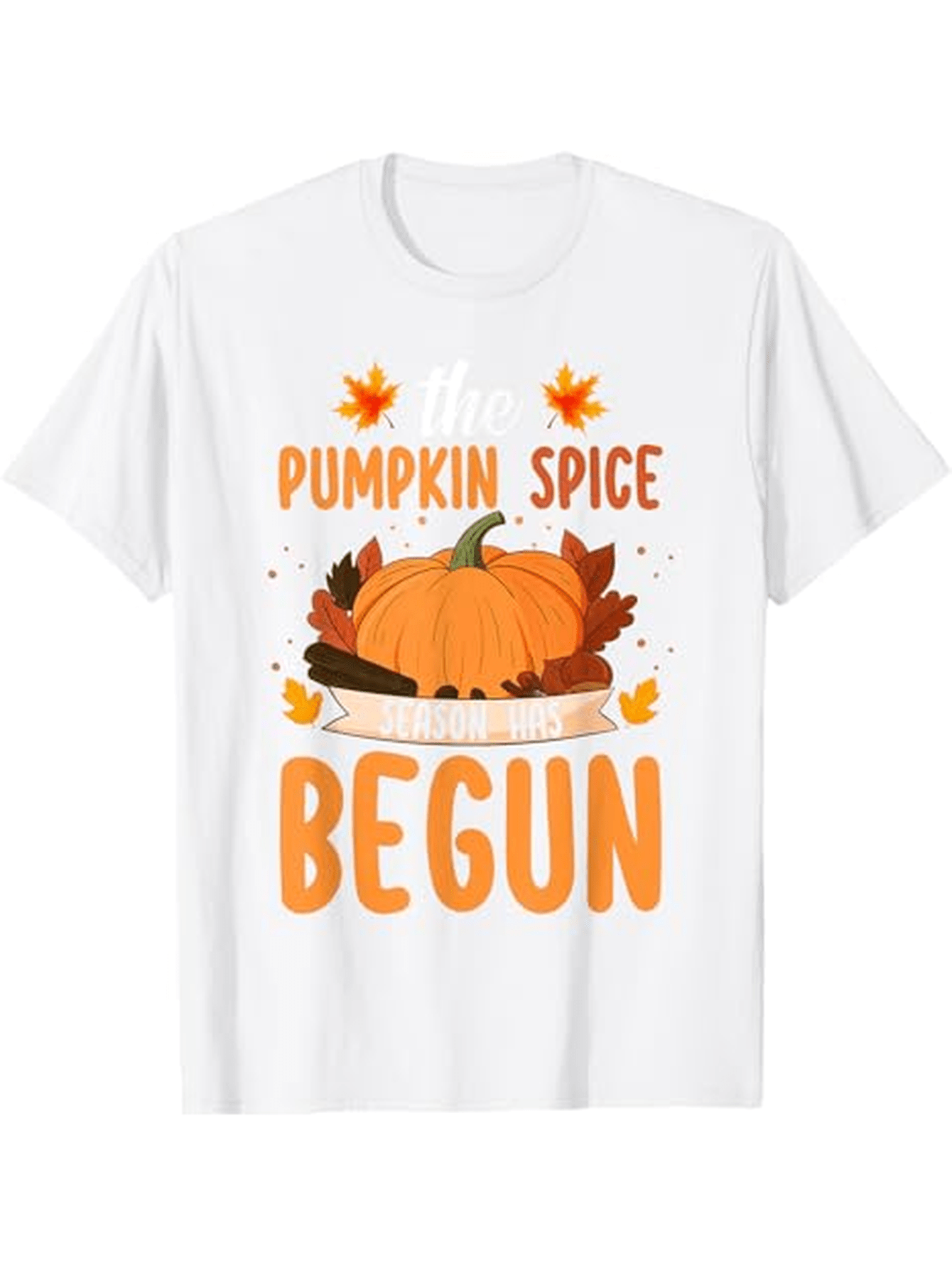 Men's Graphic T-Shirt Let The Pumpkin Spice Season Begin With Autumn Leaves Pumpkin