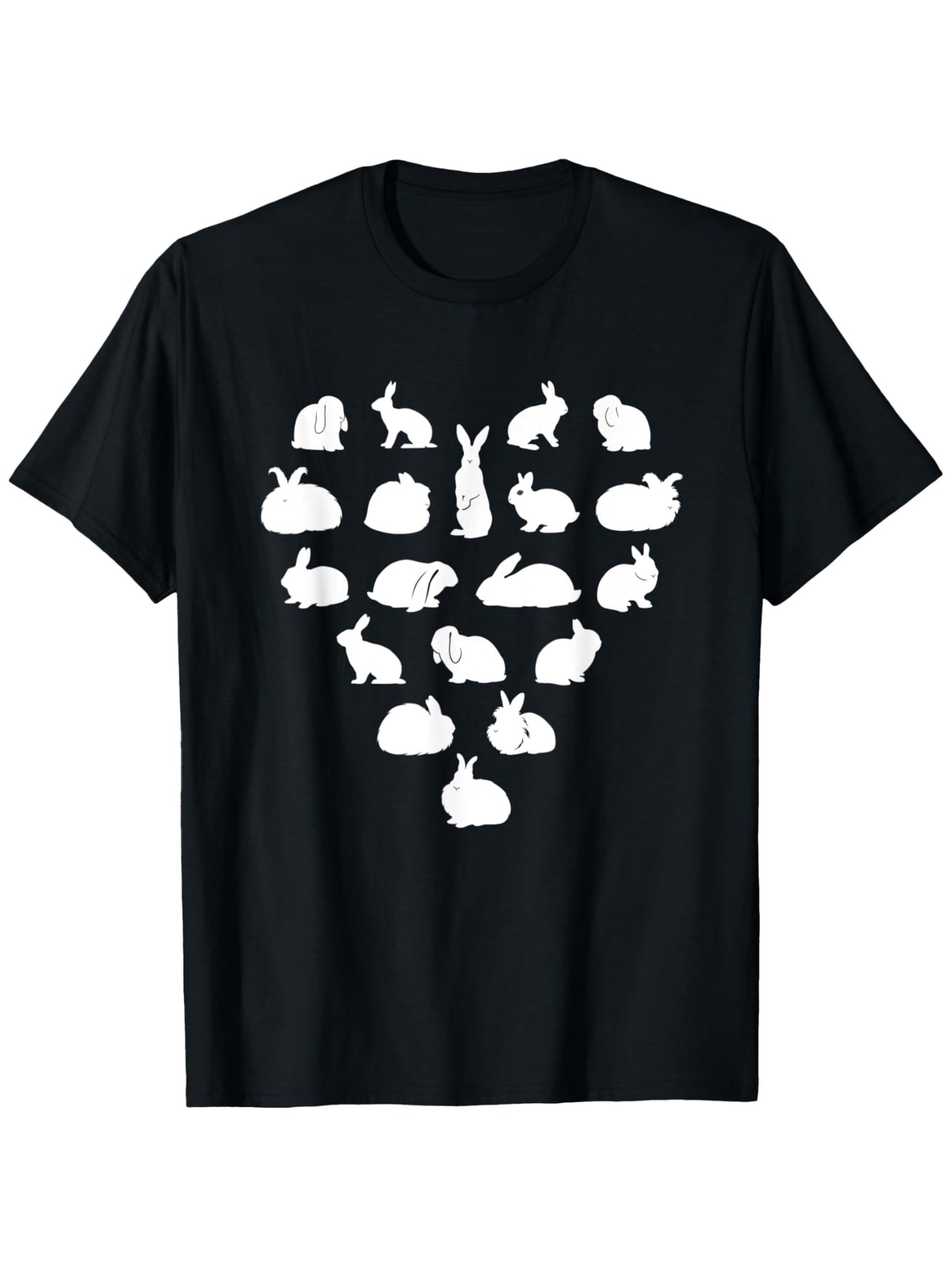 Men's Graphic T-Shirt Clustered Bunny Silhouettes Forming Heart Shape Graphic Rabbit