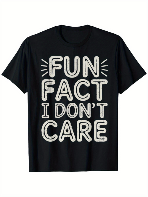 Men's Graphic T-Shirt Fun Fact I Dont Care Playful Bold Lettering Statement T Shirt