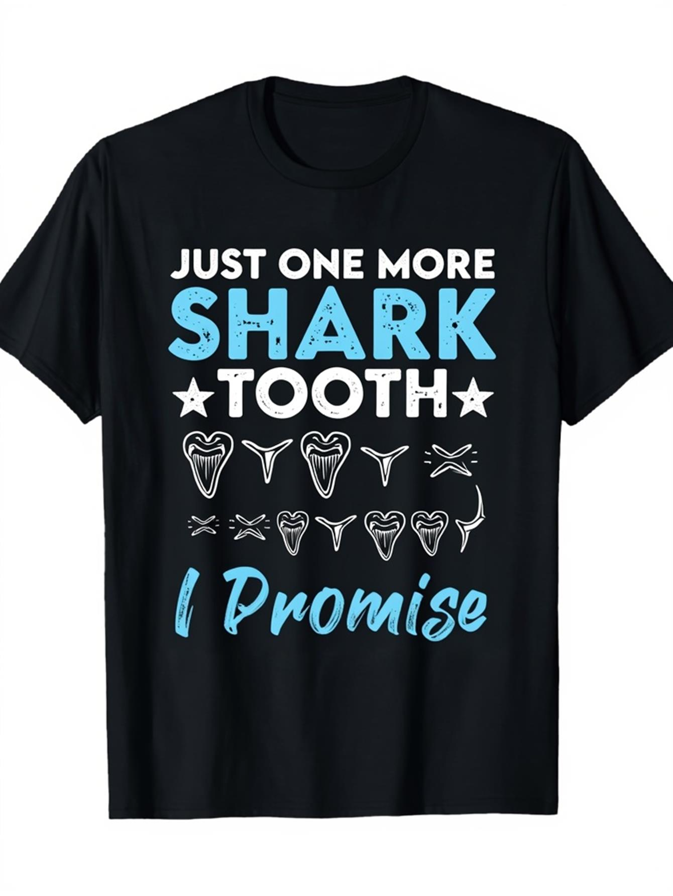 Men's Graphic T-Shirt Just One More Shark Tooth I Promise With Cartoon Fossils Under Water Shark Tooth