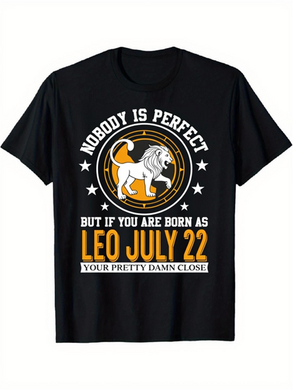 Men's Graphic T-Shirt Nobody Is Perfect Bold Retro Lettering With Standing White Lion
