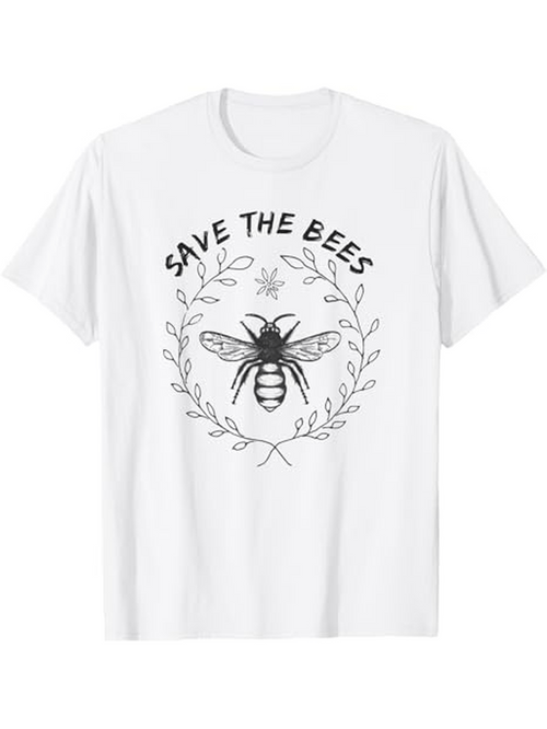 Men's Graphic T-Shirt Save The Bees Delicate Laurel Wreath Encircling A Detailed Bee
